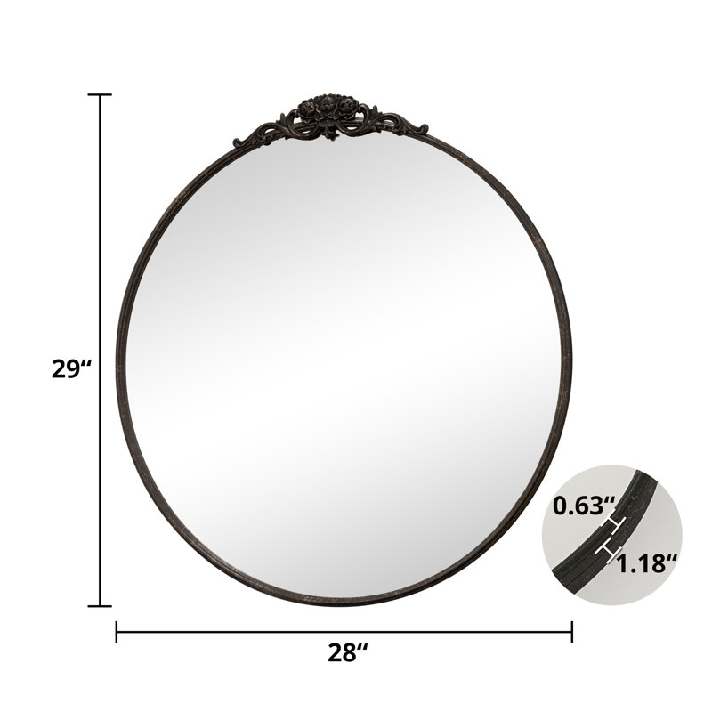 Miroir d'appoint mural Stourbirdge, 28 po x 28 po, Noir antique