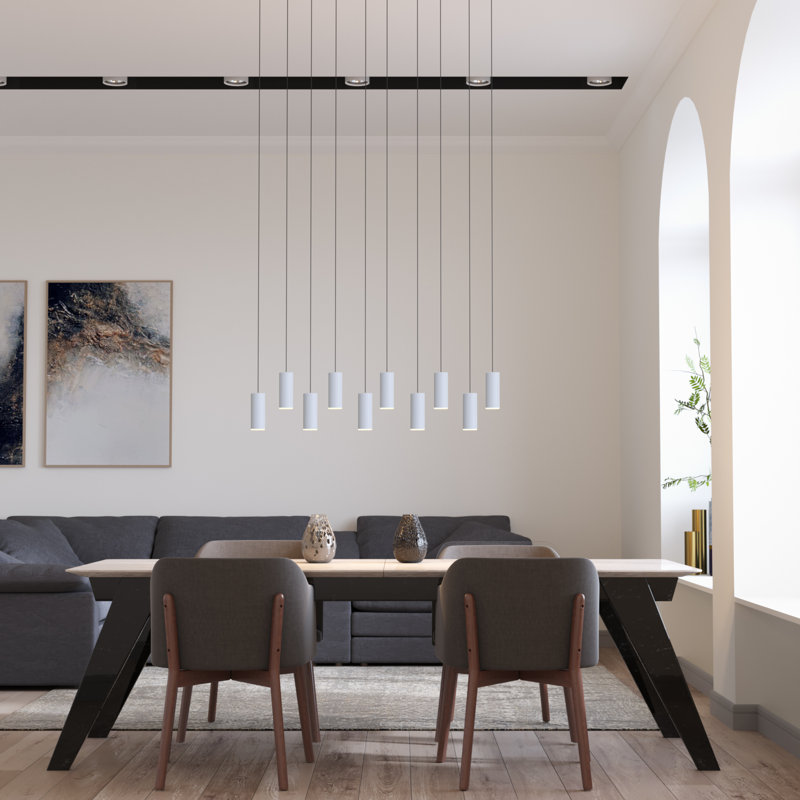 Luminaire suspendu cylindre 10 lumières grappe Bludovice, Blanc