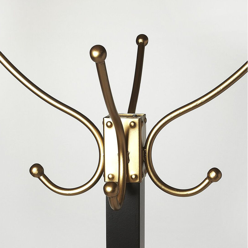 Logan Square & Coat Rack/Tree, Black/Gold