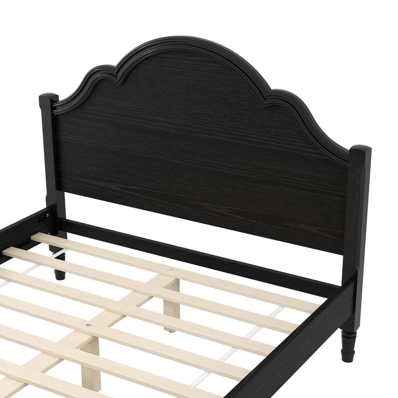Lit plateforme en bois avec tête et pied de lit, Grand lit