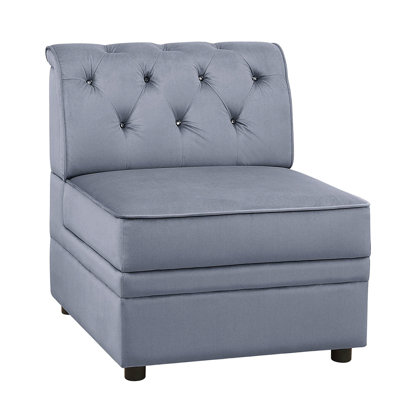 Modern Grey Velvet Armless Seat With Enchanting Button Feature Fascinating Aspect For Living Areas