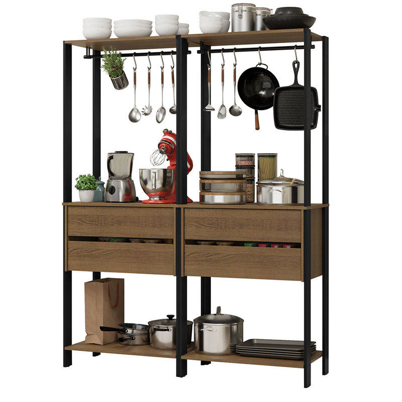  Étagère de rangement pour garage avec 4 tiroirs et espaces suspendus, Brun