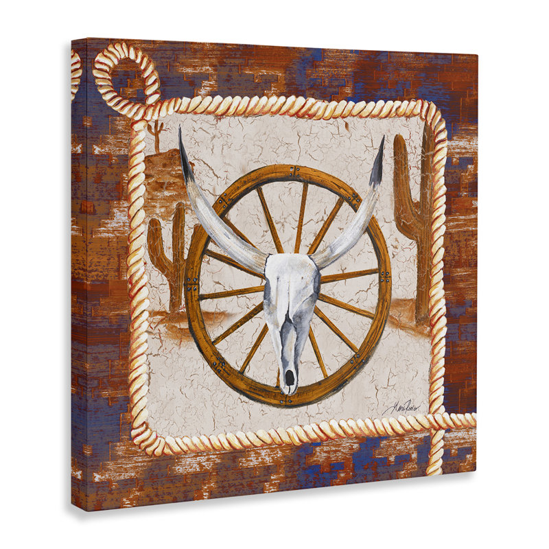 Art mural sur toile Western Desert Wheel par Gina Ritter, H 30 po x l 30 po