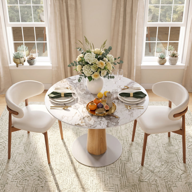 Ensemble de salle à manger Aversa, H 29,53 po x L 39,37 po x l 39,37 po, Ensemble de trois pièces : table, deux chaises