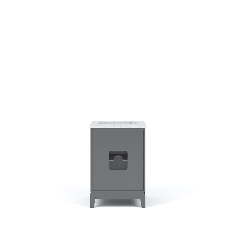 Meuble-lavabo de comptoir en marbre blanc Carrara Elizabeth avec robinet Elizabeth, Standard, Gris cachemire