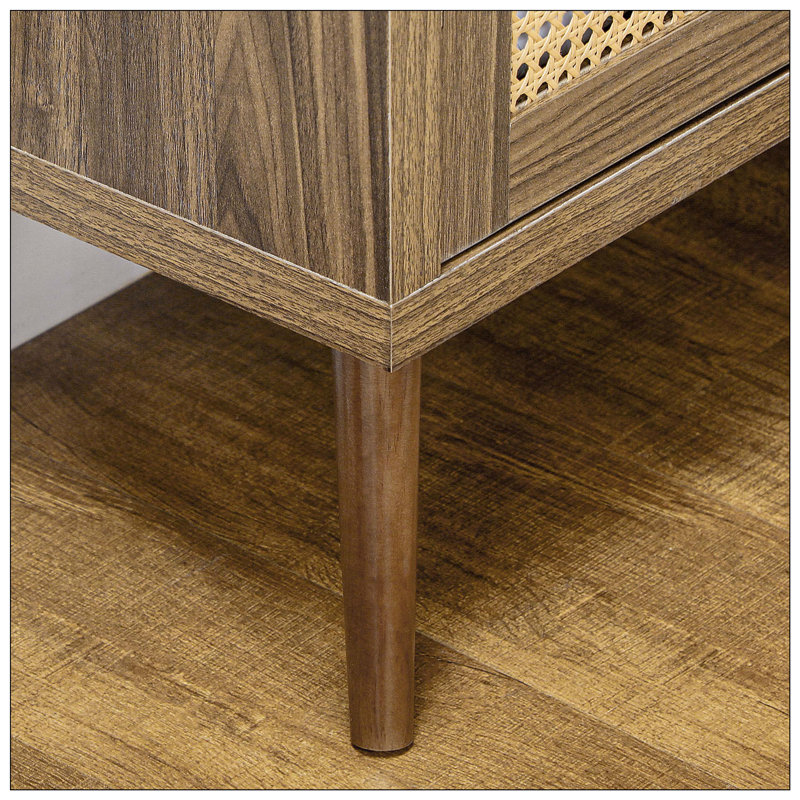 Buffet à buffet, armoire de rangement moderne Mid-Century avec portes et tablettes, armoire de style bohème en bois pour le salon