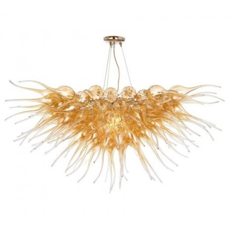 Lustre à 6 lumières Murana, Laiton poli, Ambre / brun / blanc, 31” Diameter x 19” Height
