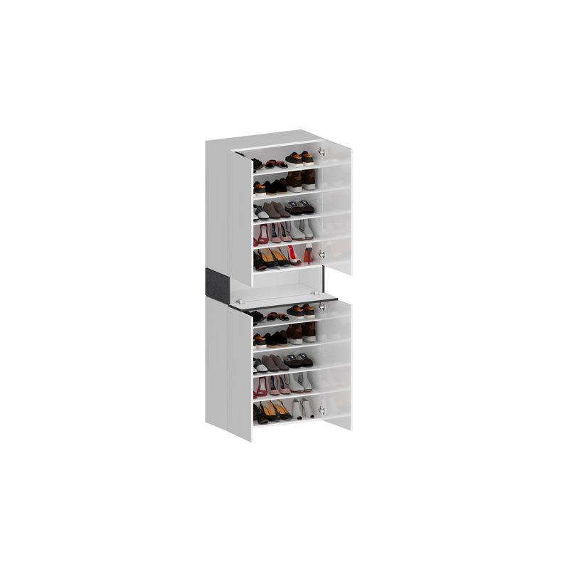 40 Pair Shoe Storage Cabinet, White/Grey