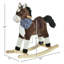 Chevaux et animaux à bascule bruns avec structure en métal, 11,8 x 4,3 x 11 po, bois de peuplier et métal