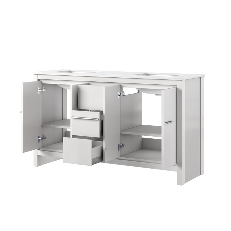 Sandpoint 60 in W x 20 in D Double Bath Vanity and White Quartz Top, White