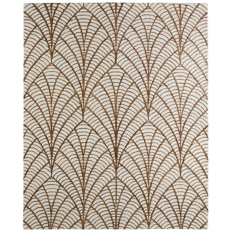 Wallace Modern Ikat White Area Rug, Rectangle 8' x 10'