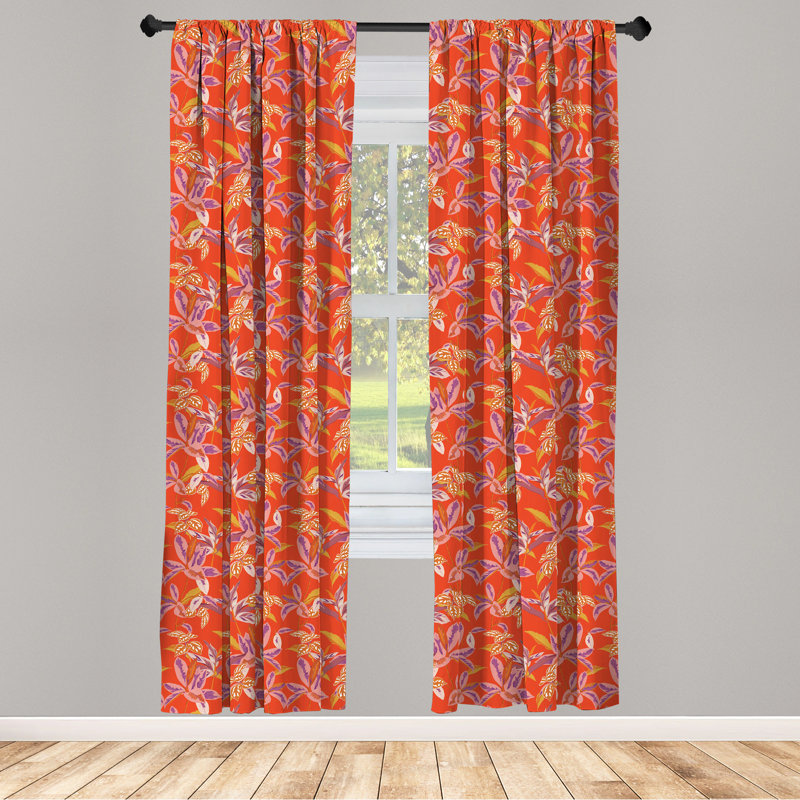 Floral Semi-Sheer Rod Pocket Curtain Panels, 28" x 63"