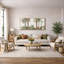 «Soft Neutral Tropical Palms and Botanical Greenery», reproduction d'art sur toile encadrée 3 pièces.-603496768-603496772