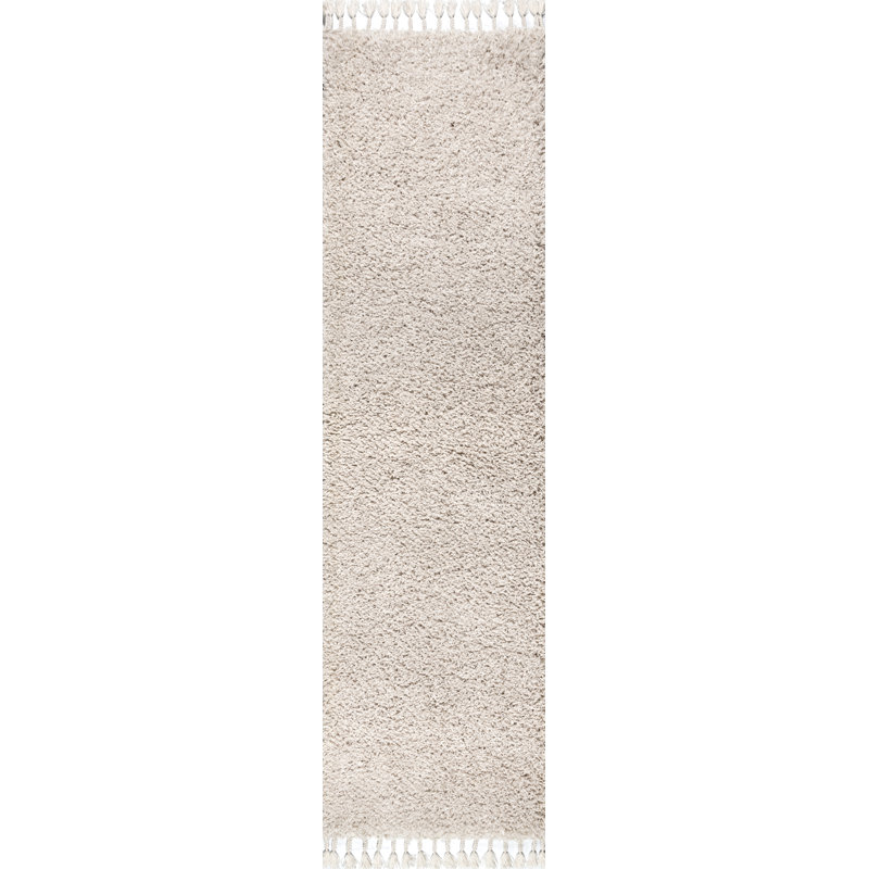 Tapis crème à poils longs Felicdad, Tapis de couloir 2 pi 3 po x 8 pi