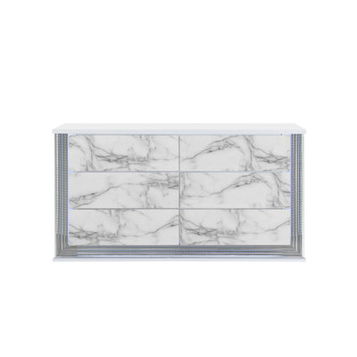 MOON WHITE MARBLE DRESSER WITH LED