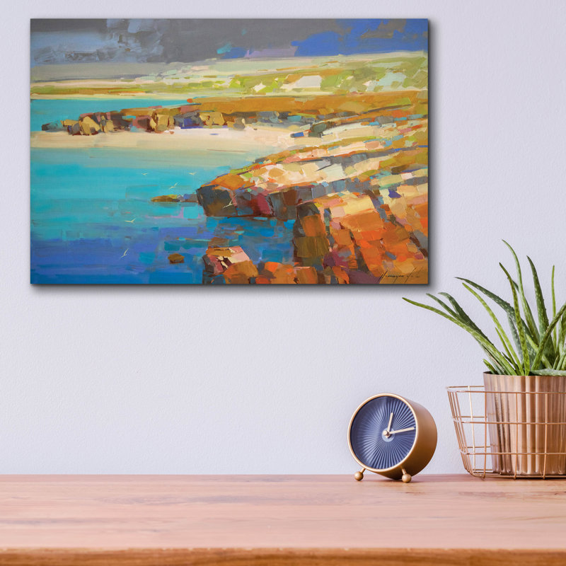 Art mural en verre Breakwater Bay «Ocean Side» par Vahe Yeremyan, H 12 po x l 16 po x P 0,13 po