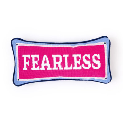 Fearless Needlepoint Throw Pillow 13.5 x 6 Inch Cotton Polyester