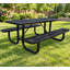 Table de pique-nique rectangulaire en acier de 6 pieds avec trou pour parasol, noir