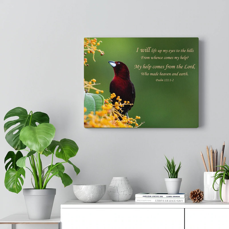 «Heaven and Earth Psalm 121: 1-2 Christian Wall Art», impression de verset de la Bible prêt à être accroché