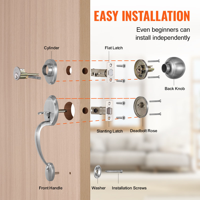 Copper-Plated Front Door Handle and Deadbolt Set