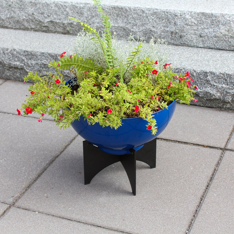 Norma I Metal Pot Planter, 13.75" H x 16" W x 16" D, French Blue