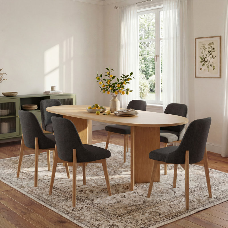 Chaises de salle à manger rembourrées Modern, Bois naturel, 6, Gris foncé