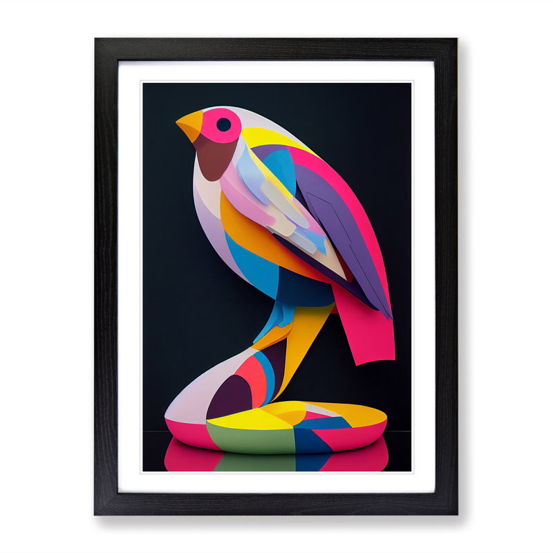 Technicolour Bird No.2 Abstract - Single Picture Frame Print, Black Framed, 64cm H x 46cm W x 2cm D