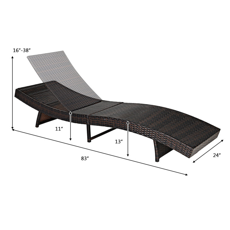 Chaise longue pliante en rotin Mahomet avec coussin blanc à 5 positions de dossier, Blanc