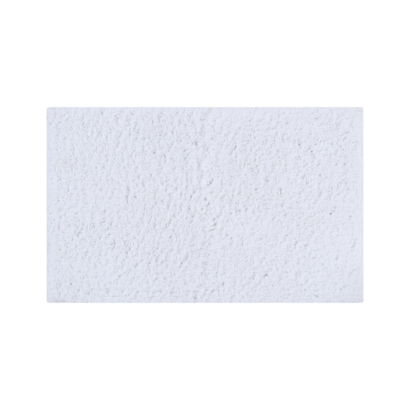 Micro 100% Polyester Solid Pattern Tufted Machine Washable Bathroom Rug, 21" x 34" Rectangle, White