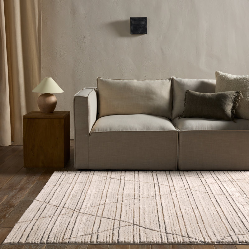 Tapis ivoire / gris Sachi, Rectangle 10'6"X14'