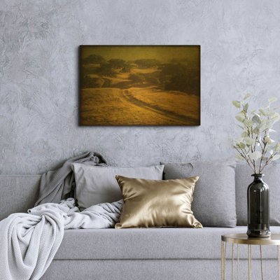 'Ranch Road And Oak Savannah' By William Guion Gold Metal Wall Art, 36" x 24"