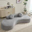 Canapé incurvé moderne de 268 cm (105,5 po), 3 places avec 2 oreillers, gris, aucun assemblage requis, garni de mousse, velours côtelé pointu, spacieux et confortable, style minimaliste gris, garni pour un confort optimal