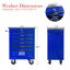 Chariot à outils 6 tiroirs pour le garage, chariot roulant en métal avec roues, noir et bleu, verrouillage par clé, chariot multifonctionnel à roulement, tiroirs verrouillables avec rangement bleu, surface en acier lisse-304632432