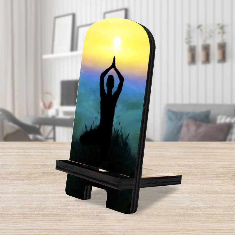 Support de bureau Designocracy bleu / noir / jaune, H 6 po x l 3 po x P 3 po