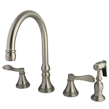 Kingston Brass Nufrench Double Handle Deck Mount Kitchen Faucet with ...