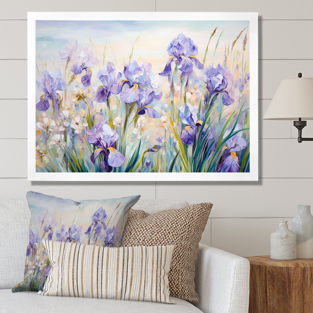 Purple Irises Country Charm - Flowers Wall Art Winston Porter 