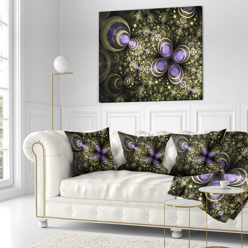 Coussin décoratif fleur d’art digitale, 18 po x 18 po, Coussin décoratif