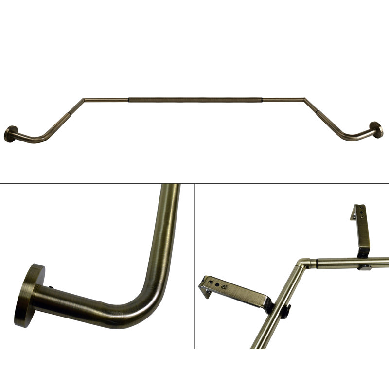 Bronze Adjustable Bay Window Curtain Rod Set with Mounting Screw Finial