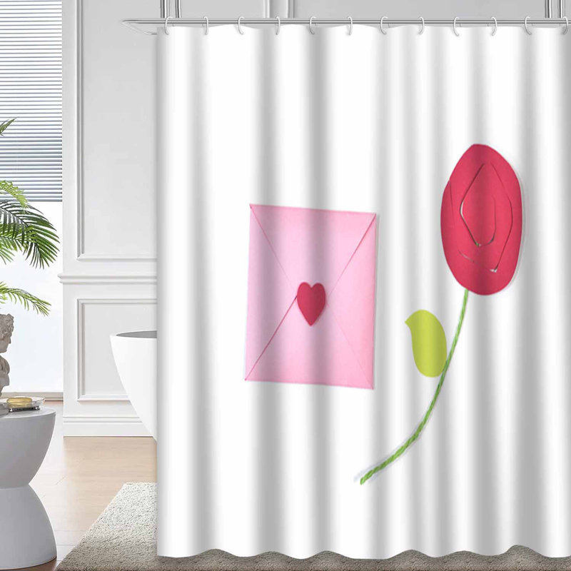 Rideau de douche avec 12 crochets Love Love, L 72 po x l 72 po
