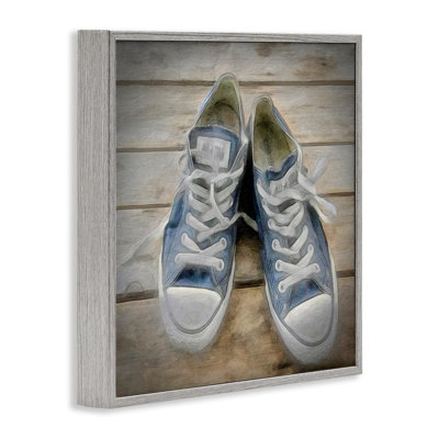 Denim Blue Classic Sneakers  Framed Giclee Art by Graffi*tee Studios