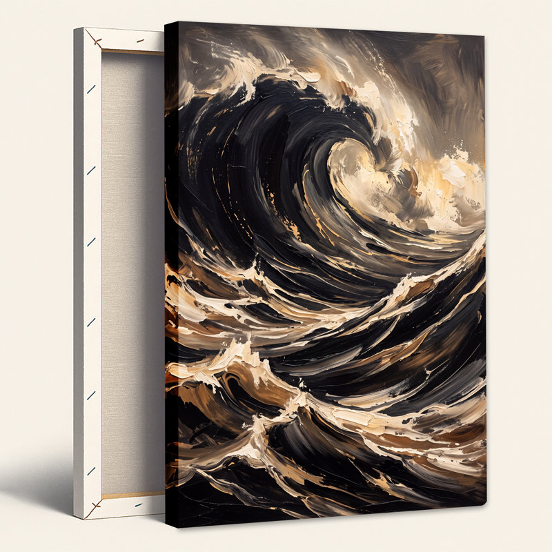 Art mural sur toile noir et beige, H 30 po x l 20 po