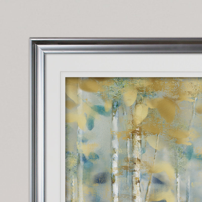 « gilded forest ii », reproduction de peinture à l’acrylique encadrée, Argent, H 30 po x l 40 po x P 1,5 po