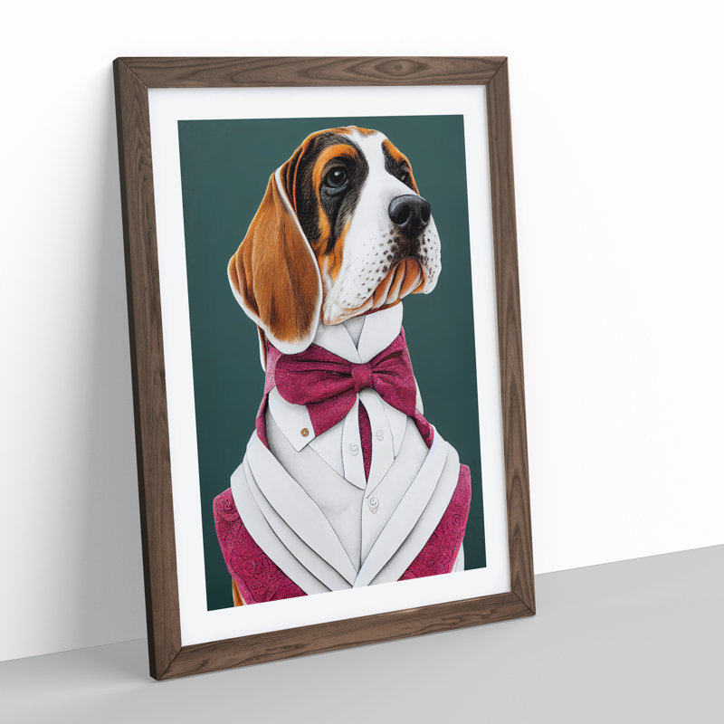Regal Dog - Framed Print, 34cm H x 25cm W x 2cm D, Walnut