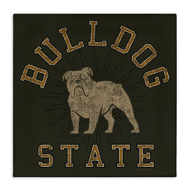 Art mural rétro sur toile Bulldog State par Spirit Animals / Life Is High, H 30 po x l 30 po