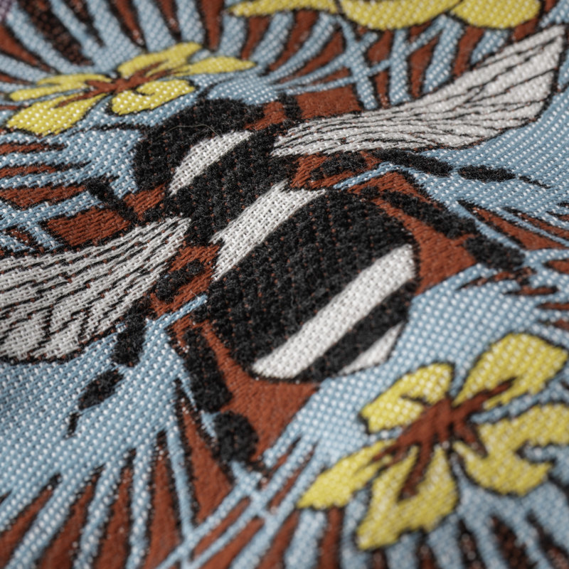 Tropical Bee Lumbar Indoor/Outdoor Pillow Cover & Insert, Red/Black