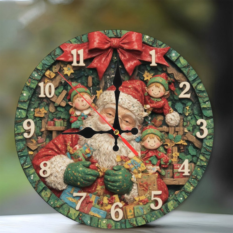 Festive-Horloge-Face-Avec-Ornements