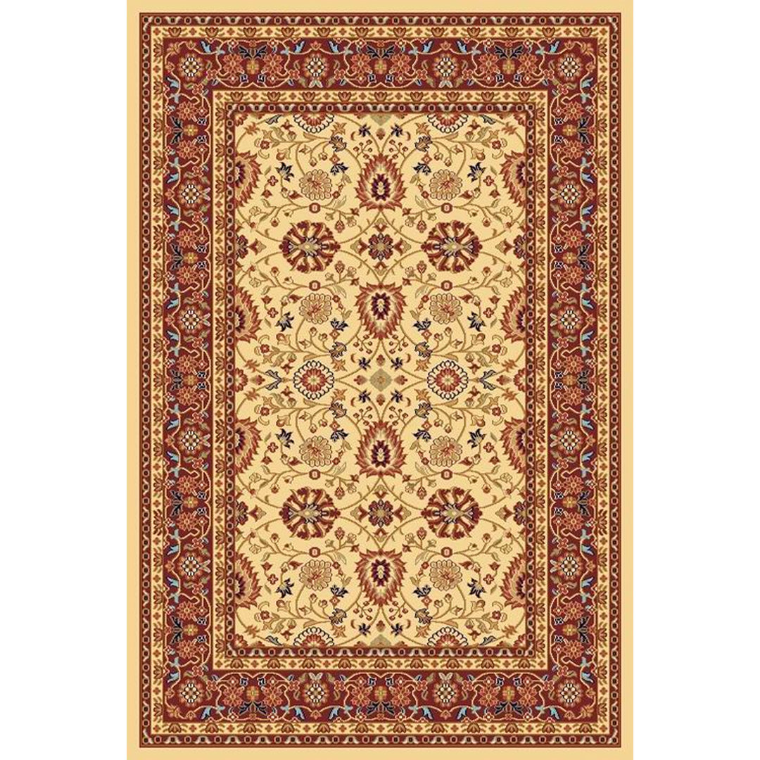 Mishawaka Cream/Red Area Rug Charlton Home® Rug 