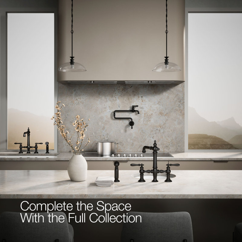 Artifacts® Bridge Faucet with Side Spray, Lever Handle, Matte Black