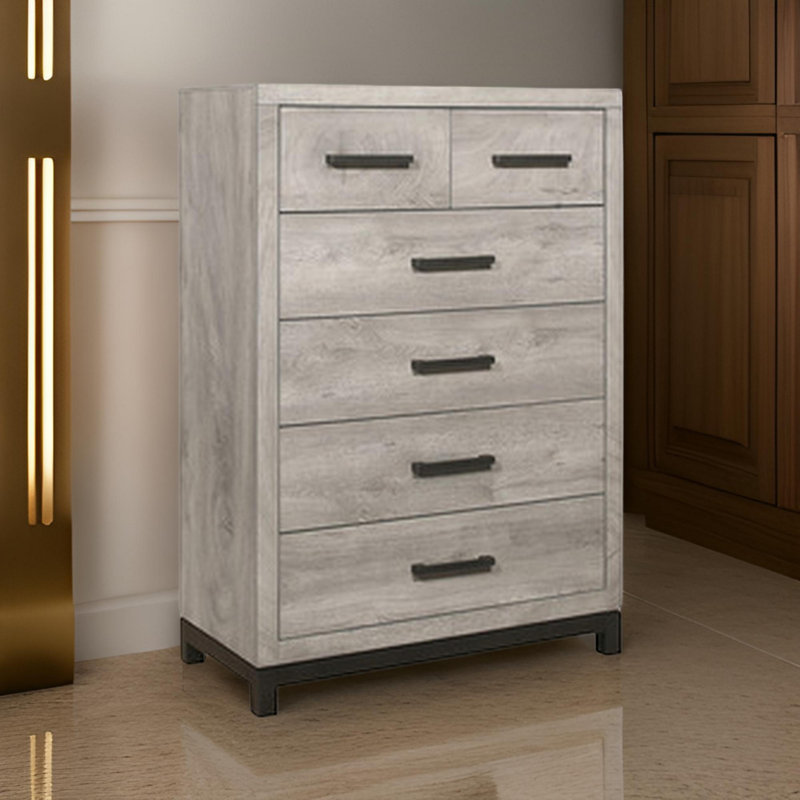 Barlow 34"W 6-Drawer Chest, Light Gray