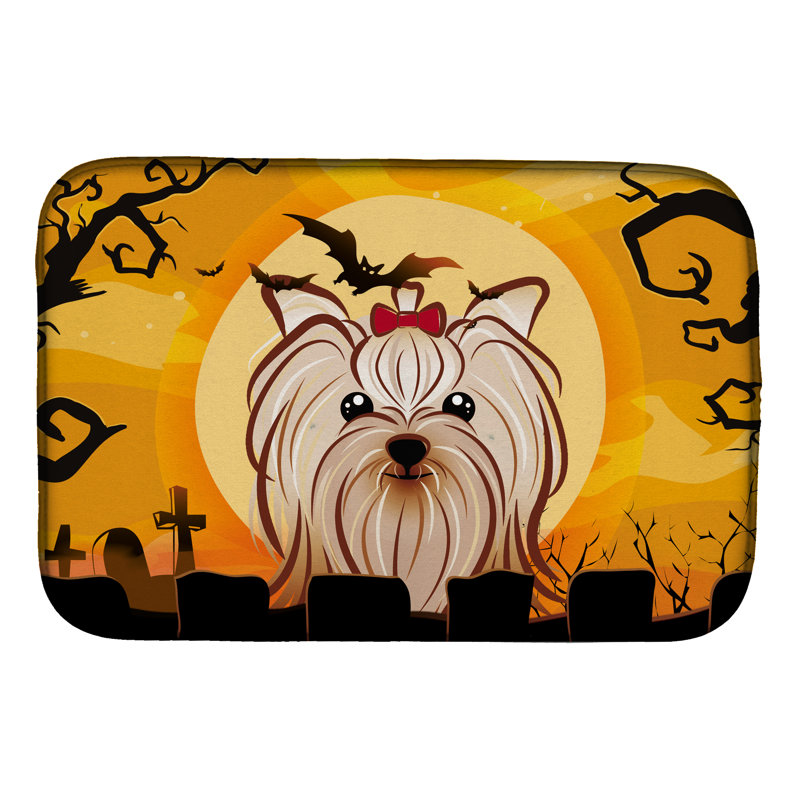 Tapis de séchage terrier yorkishire halloween yorkie